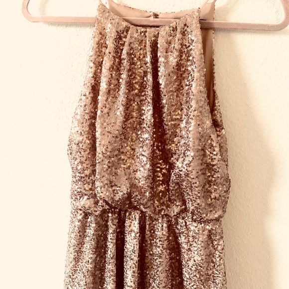 (‼️ SOLD‼️) All-Over Gold Sequin Mini Dress - Picture 2 of 5